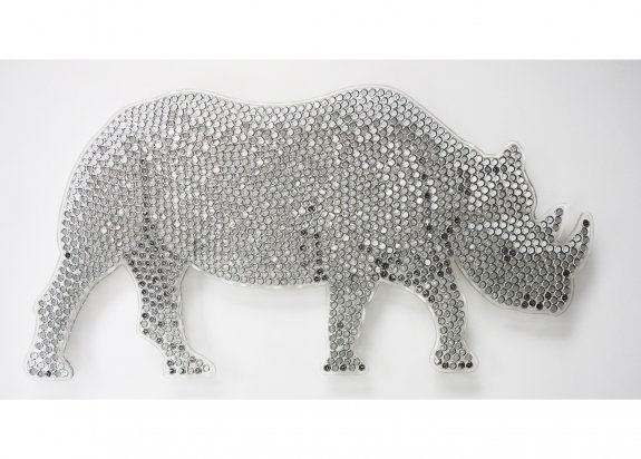 Black Rhino, 2009. Watches in resin on perspex. 159 x 81cm.